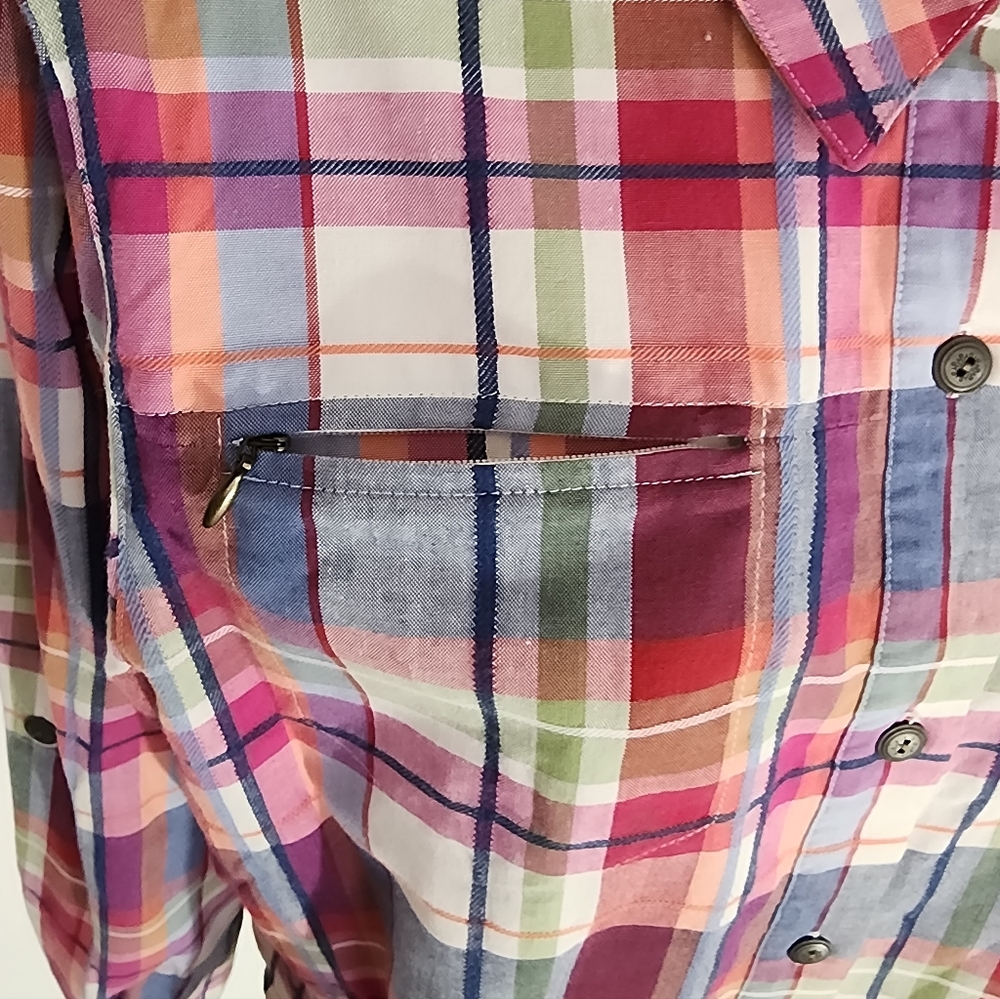 Alfred Dunner Shirt Plaid Cotton Blend Button Up Red Size 10 - Picture 9 of 15
